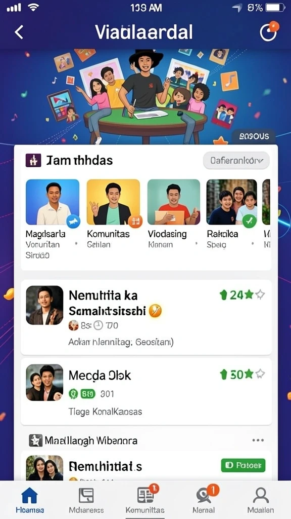 Tampilan awal yang menarik dan interaktif.