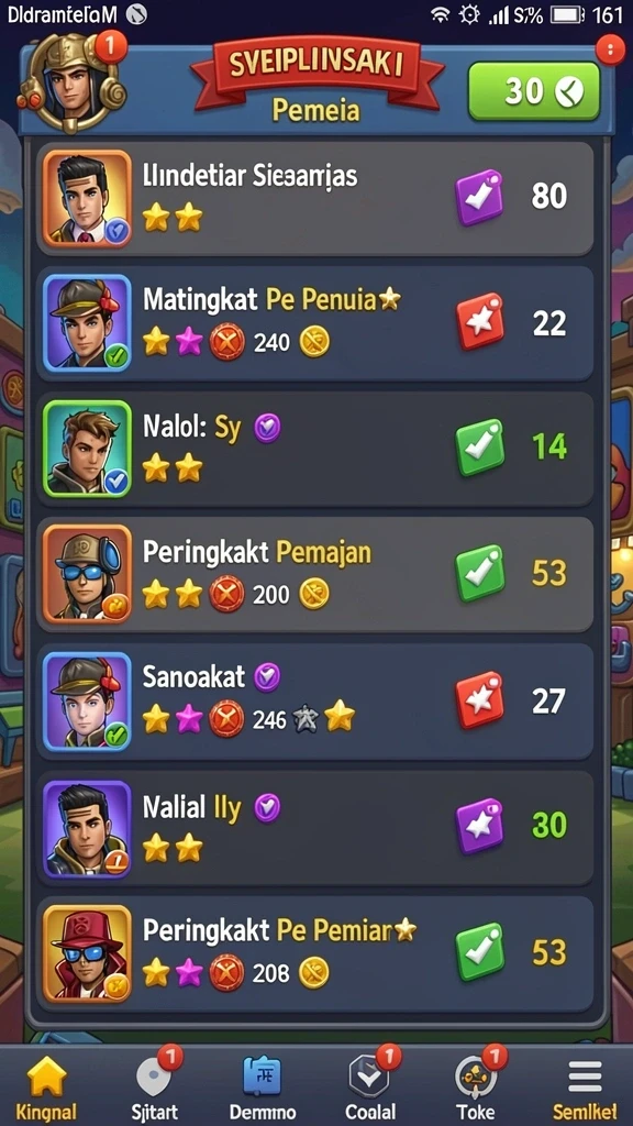 Fitur chat untuk berinteraksi dengan pemain lain.