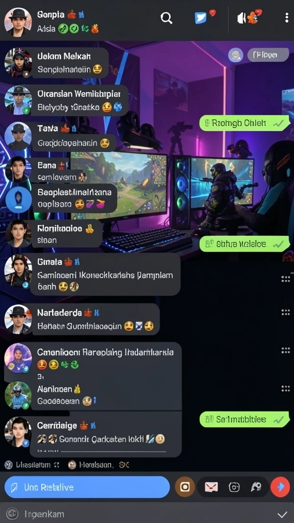 Berinteraksi dengan pemain lain dalam mode multiplayer.
